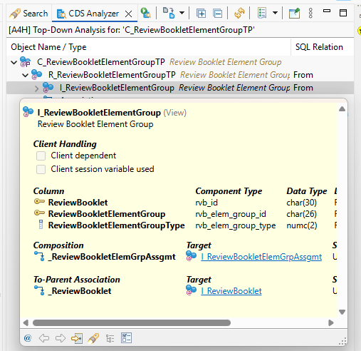 Element information in CDS Top Down Analysis