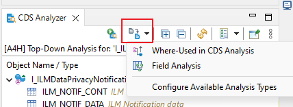 Select other possible analysis types from the view toolbar