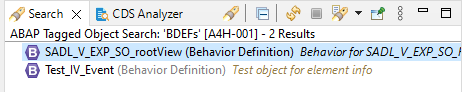 Entity names for Behavior Definitions in search result