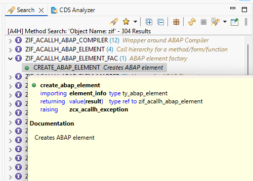 Element information in Object Search Result